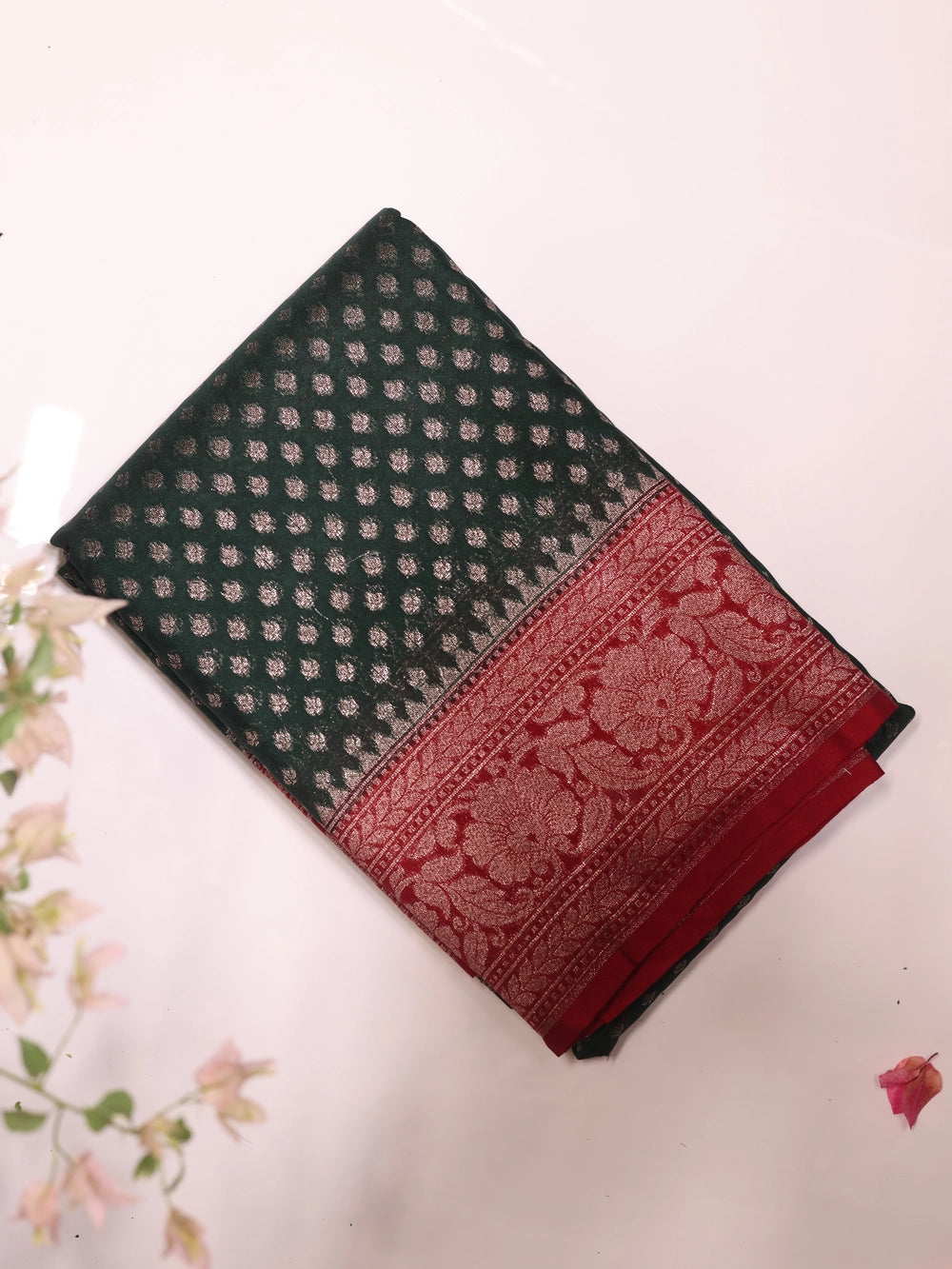 Contrast Viscose Georgette Semi Banarasi - SIT5782