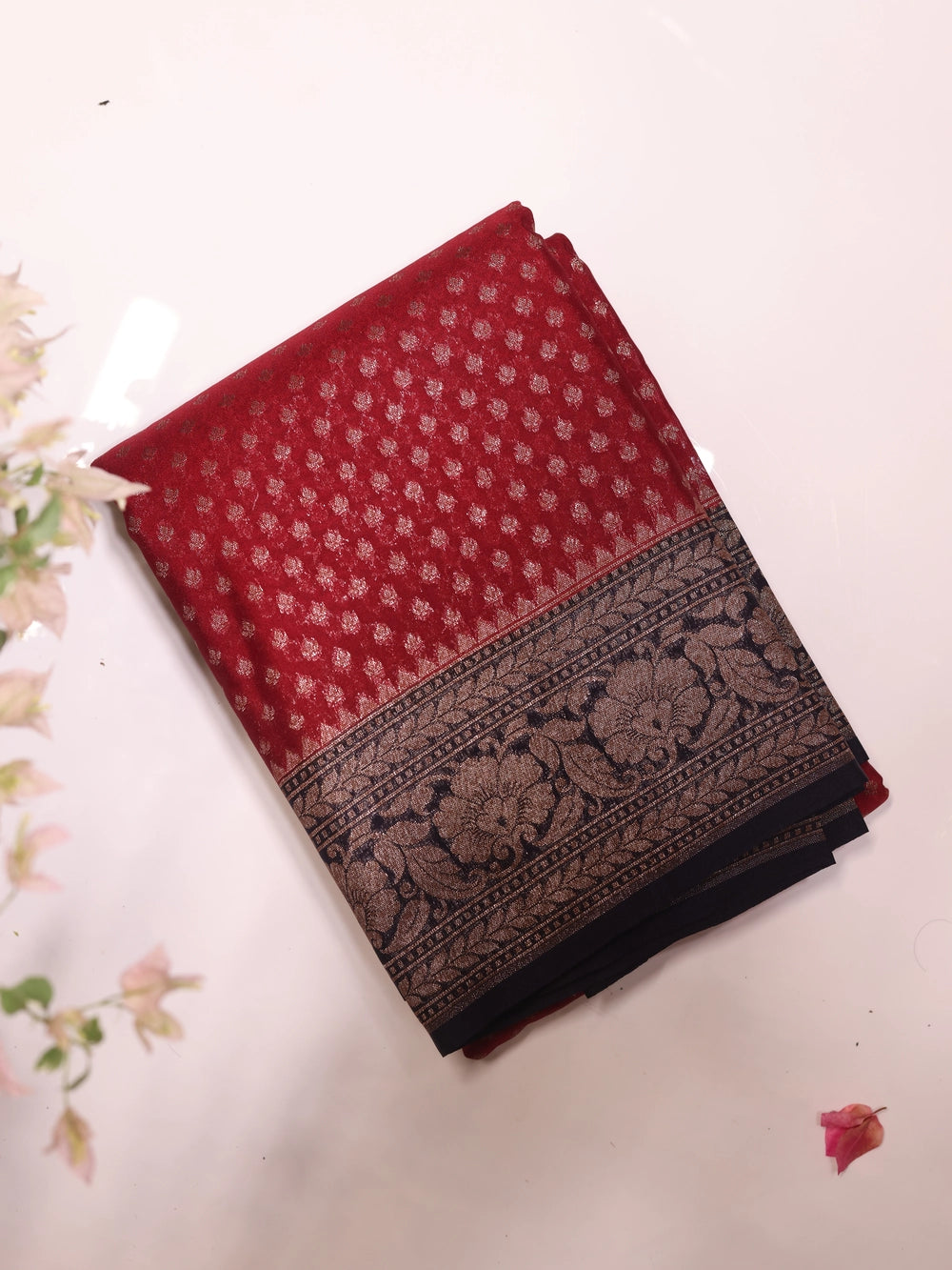 Contrast Viscose Georgette Semi Banarasi - SIT5782