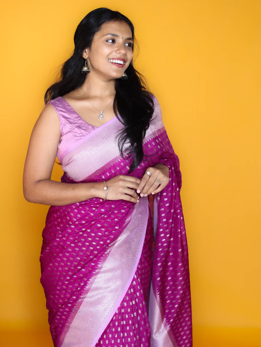 Contrast Viscose Georgette Banarasi - SIT5778