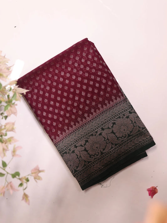 Contrast Viscose Georgette Semi Banarasi - SIT5782